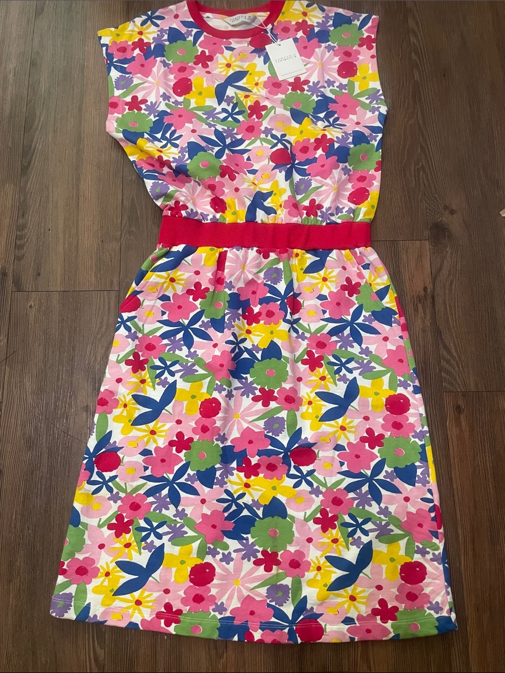 COMPAÑIA FANTASTICA Midi floral dress with pink elastic waist,Sz.M!NWT - Picture 5 of 11